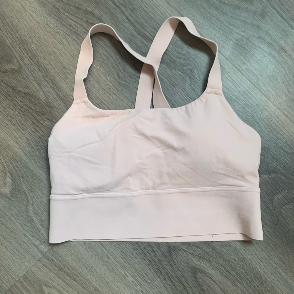 Athleta Warrior Longline Sports Bra pink A-C